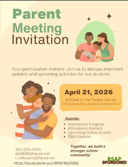 Please join us for this very important Parent Meeting.